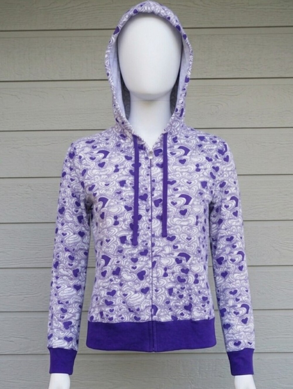Feathers Girls Purple Hearts Hooded size M